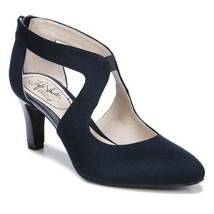 NWT Lifestride Womens Giovanna blue suede open pump back zipper comfort Shoe 7M